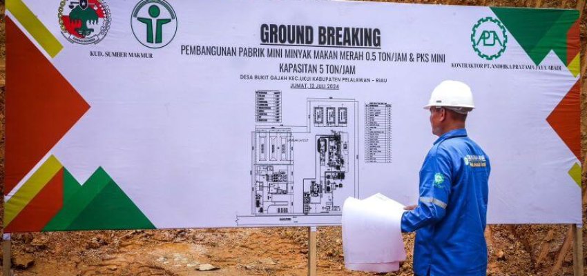 Kawasan yang akan dibangun pabrik kelapa sawit dan minyak makan merah di KUD Sumber Makmur, Desa Bukit Gajah, Kabupaten Pelalawan, Riau, Jumat (12/7/2024).Kemenkop UKM)