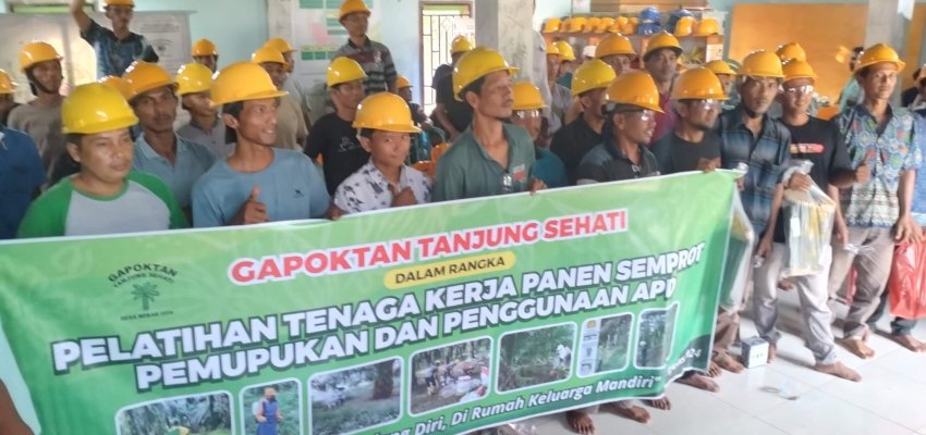 Pelatihan penyemprotan kebun dan pemakaian apd